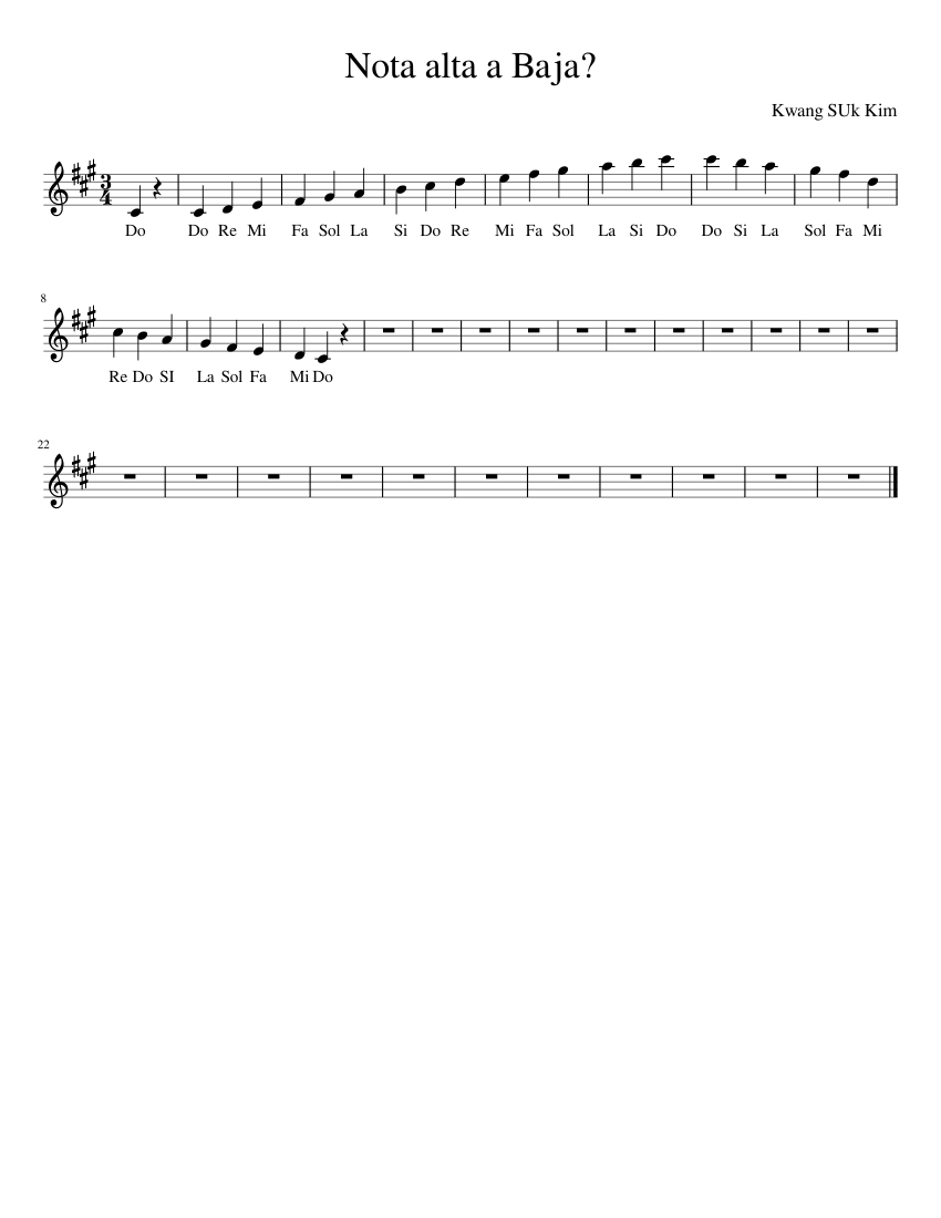 Nota alta a Baja Sheet music for Flute (Solo) | Musescore.com
