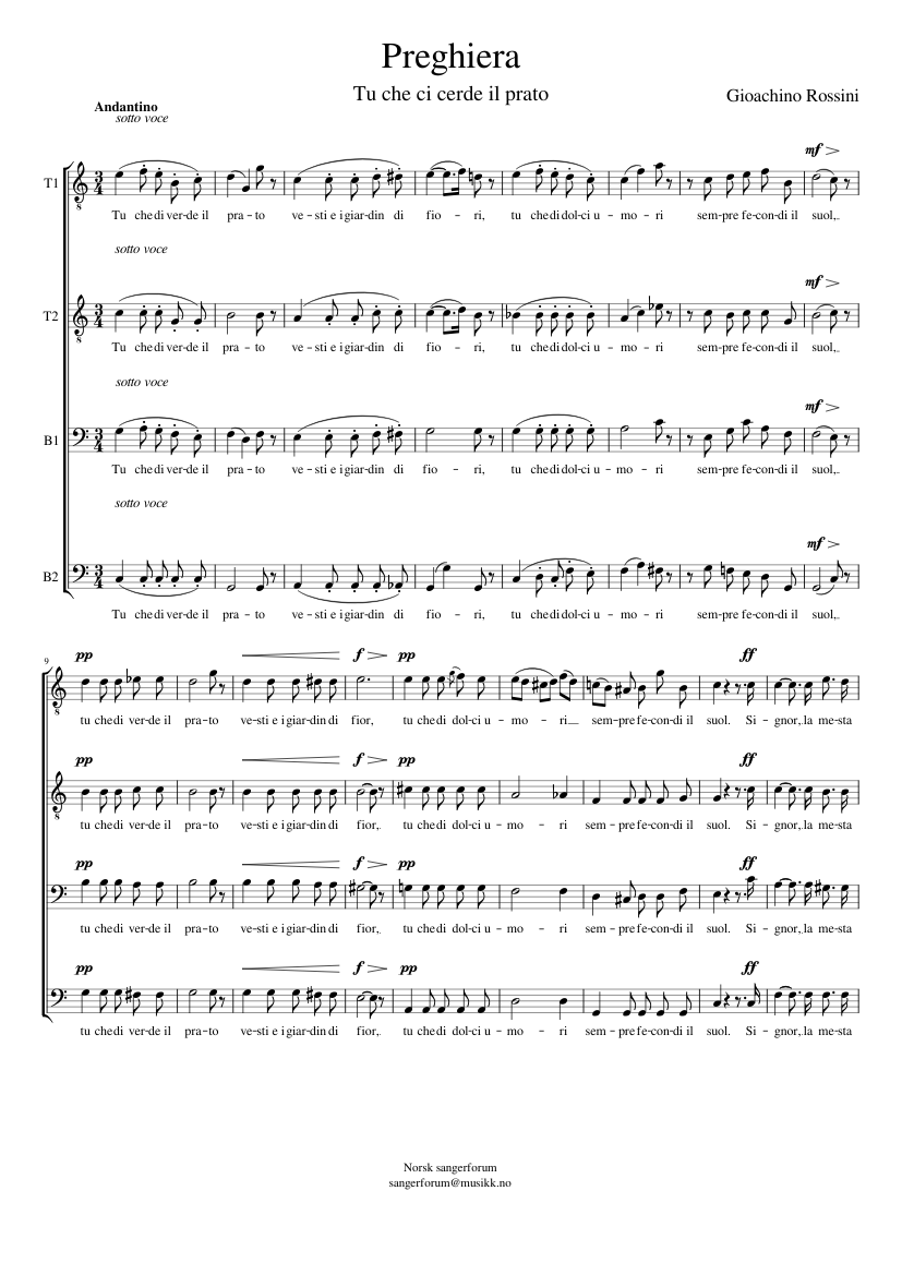 Preghiera - Tu che ci cerde il prato