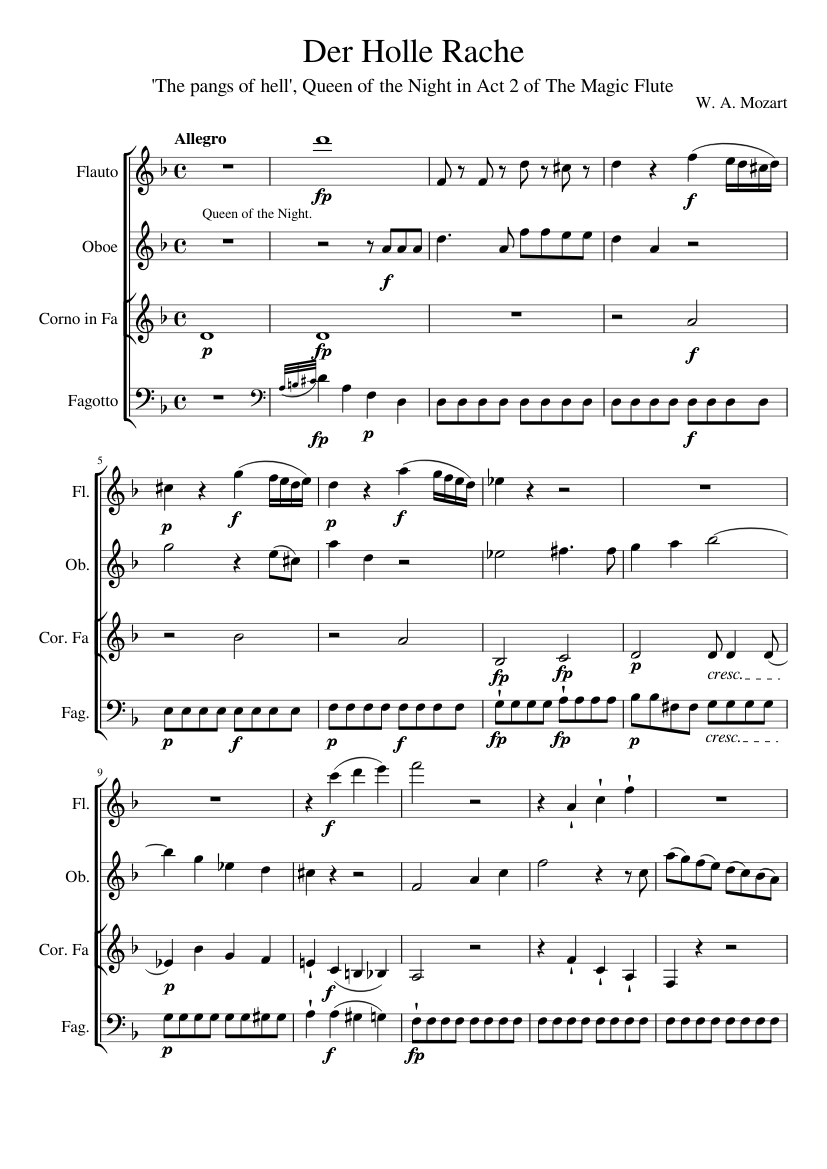 The Magic Flute - Der holle rache (Queen's aria Act 2) K620.14 ...