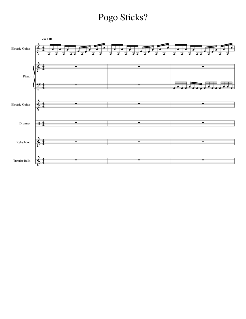 Pogo Sticks? Sheet music for Piano, Guitar, Drum group, Xylophone 