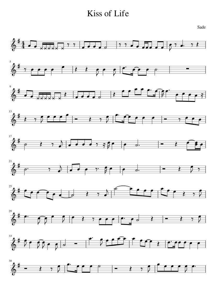 Kiss of Life - G - piano tutorial