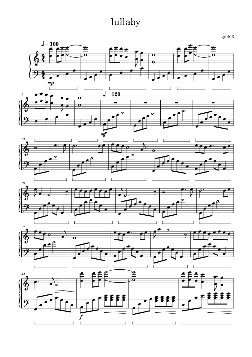 lullaby Sheet music for Piano (Solo) | Musescore.com