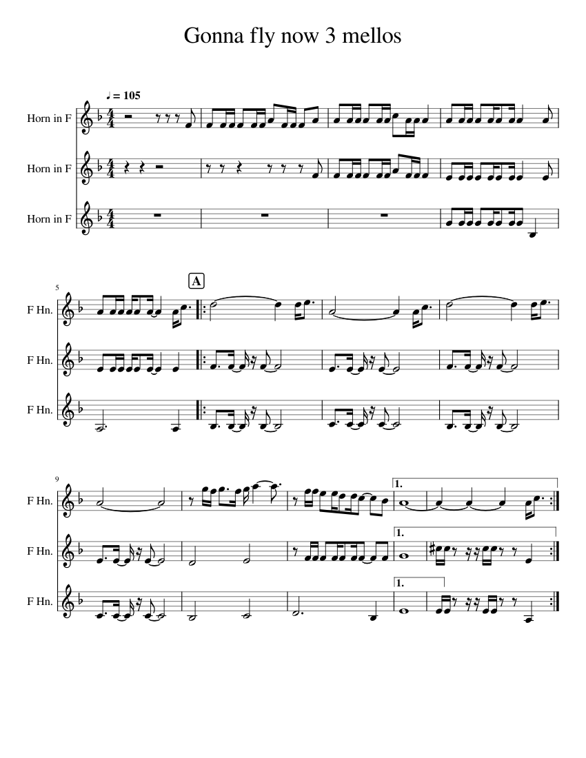 Gonna fly now - Bill Conti Sheet music for French horn (Brass Trio) |  Musescore.com
