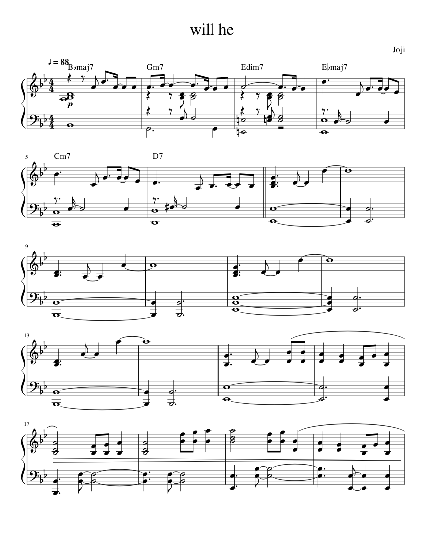 joji - will he Sheet music for Piano (Solo) | Musescore.com