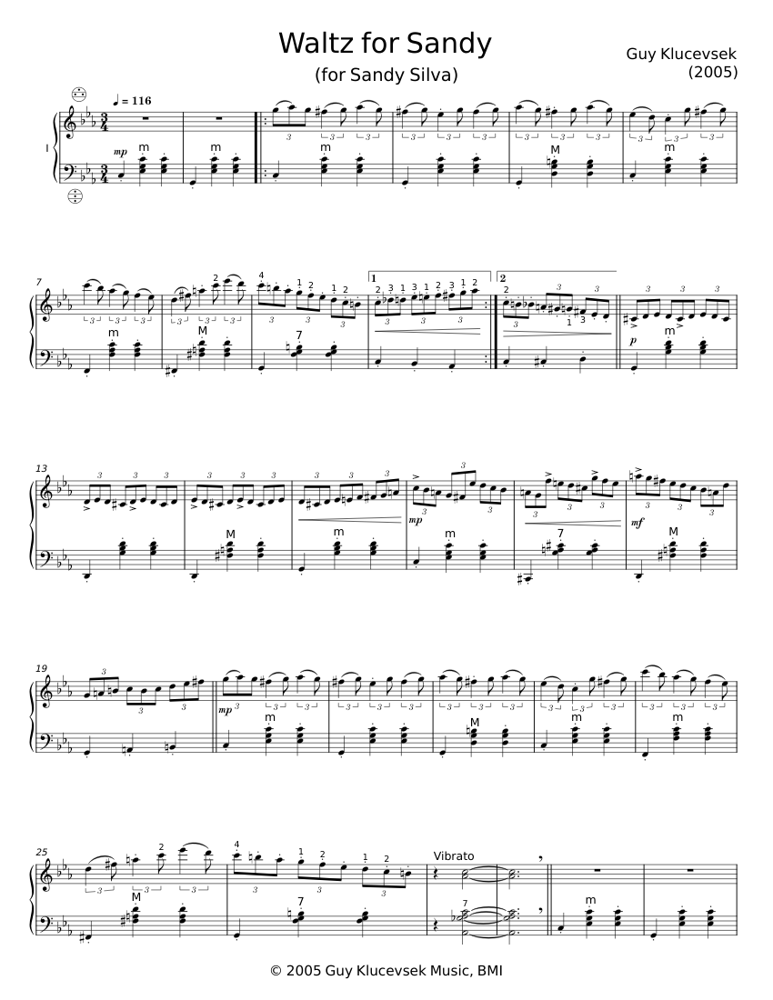 Waltz for Sandy - Guy Klucevsek Sheet Music for Accordion (Solo ...