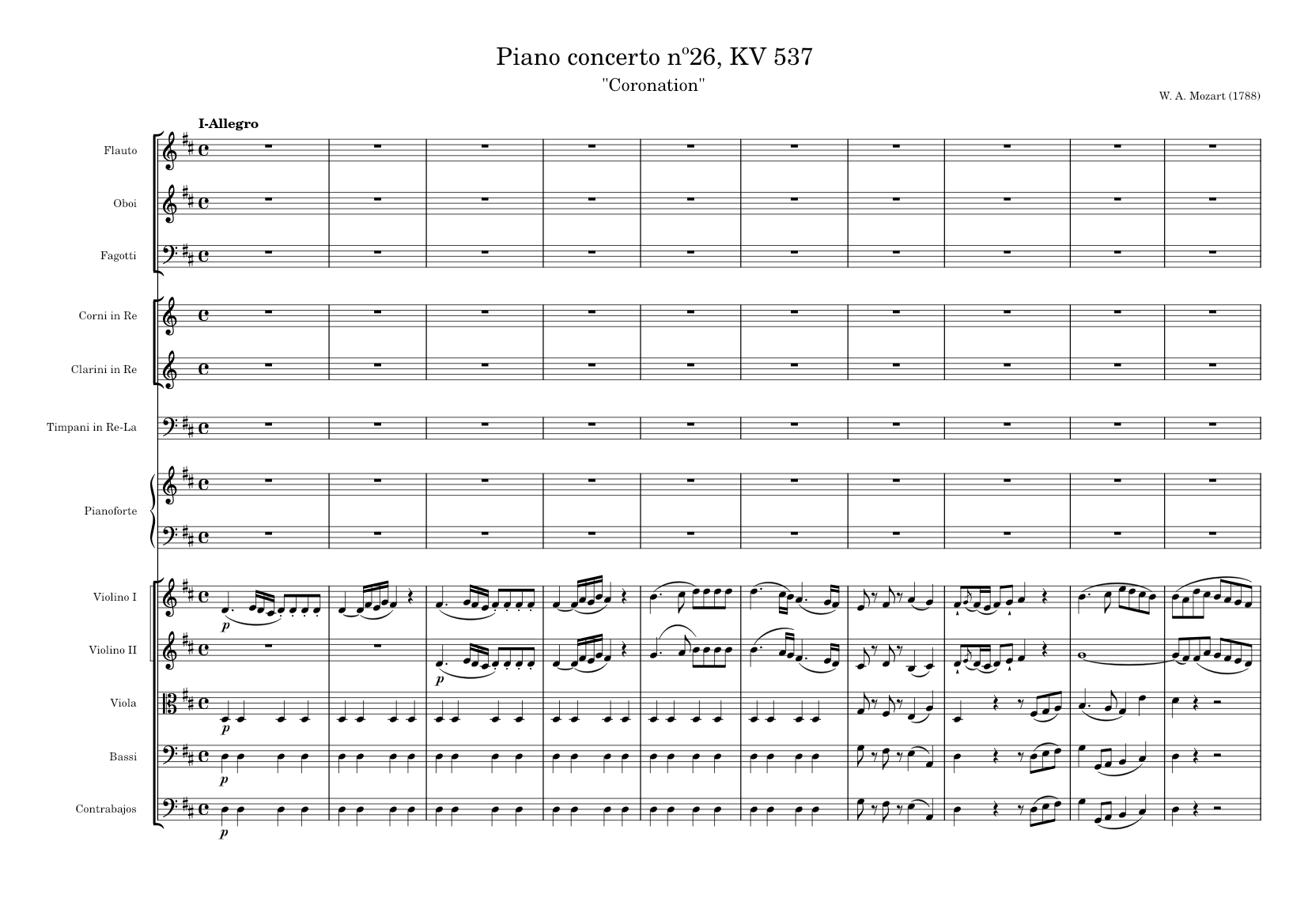 Mozart--Piano Concerto nº 26 (Krönungskonzert) Sheet music for Piano,  Flute, Oboe, Bassoon & more instruments (Chamber Orchestra) | Musescore.com