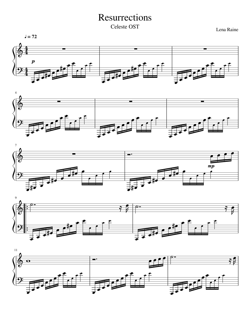 Resurrections - Celeste Sheet music for Piano (Solo) | Musescore.com