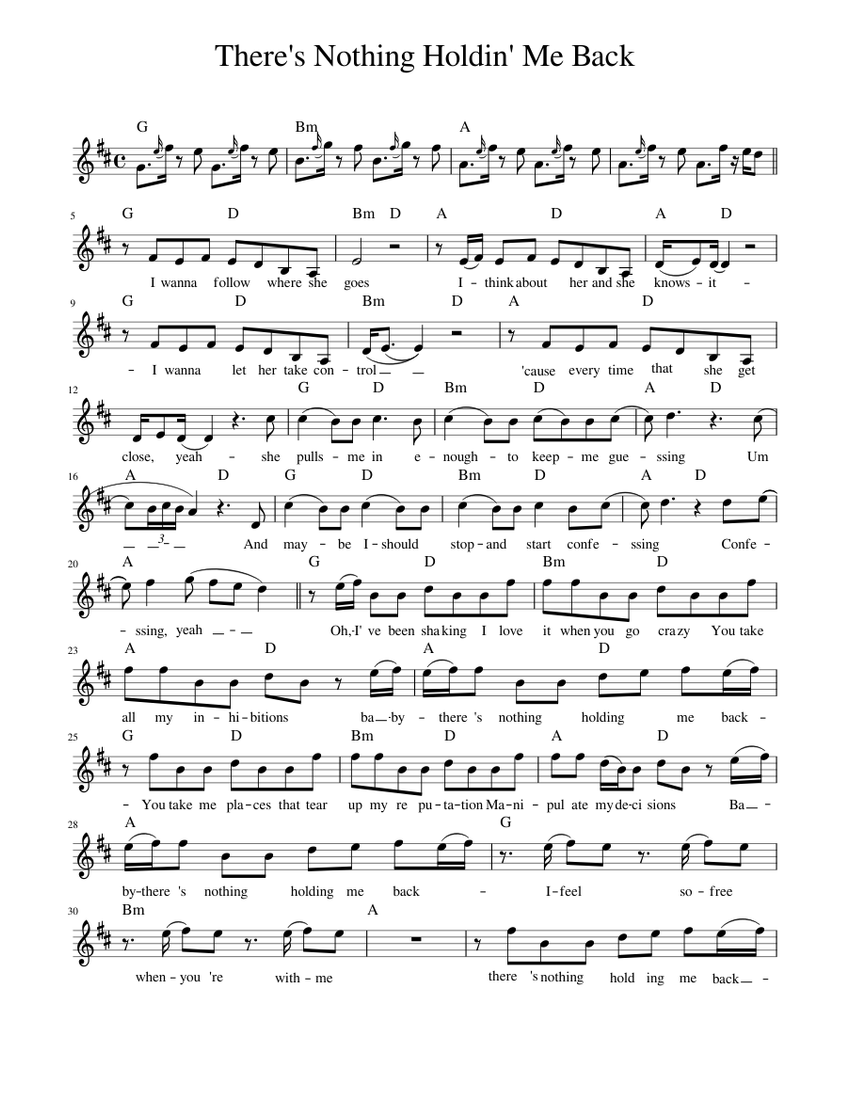 There's Nothing Holdin' Me Back Sheet music for Piano (Solo) Easy | Musescore.com