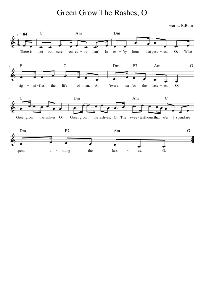 Green Grow The Rashes O