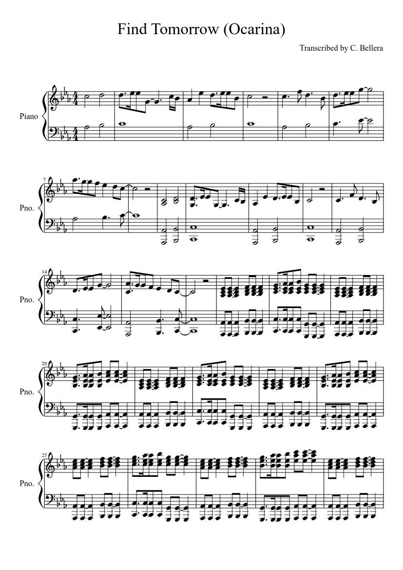Find Tomorrow (Ocarina) Sheet music for Piano (Solo) | Musescore.com