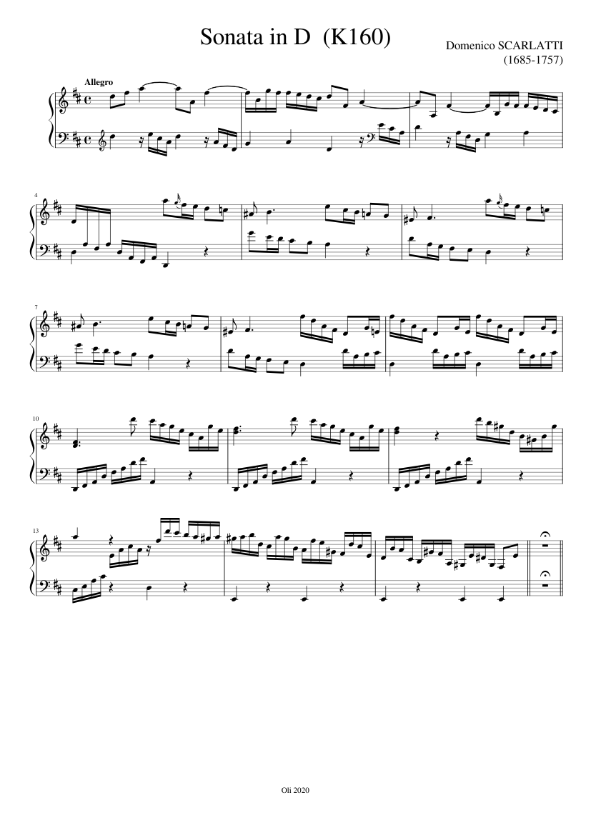 Sonata in D major (K160)