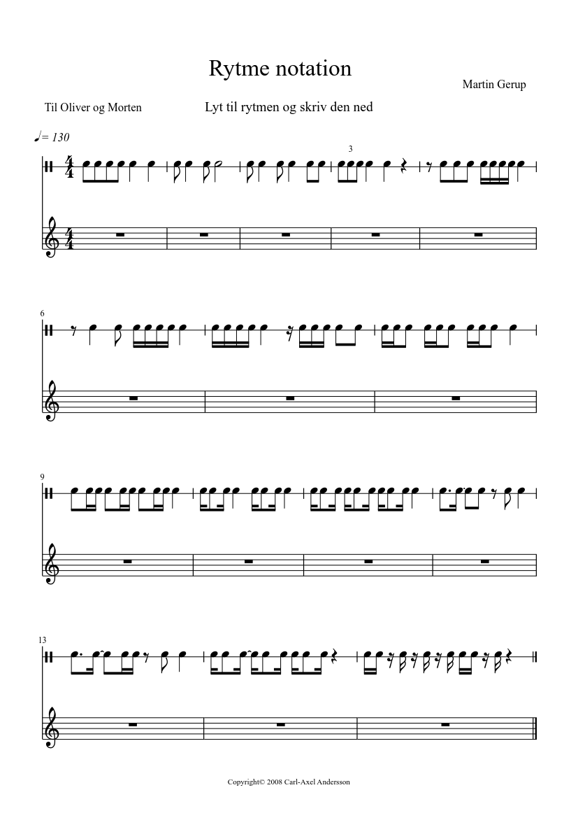 Rytme notation Sheet music for Drum Group, Guitar (Mixed Duet) | Download  and print in PDF or MIDI free sheet music | Musescore.com