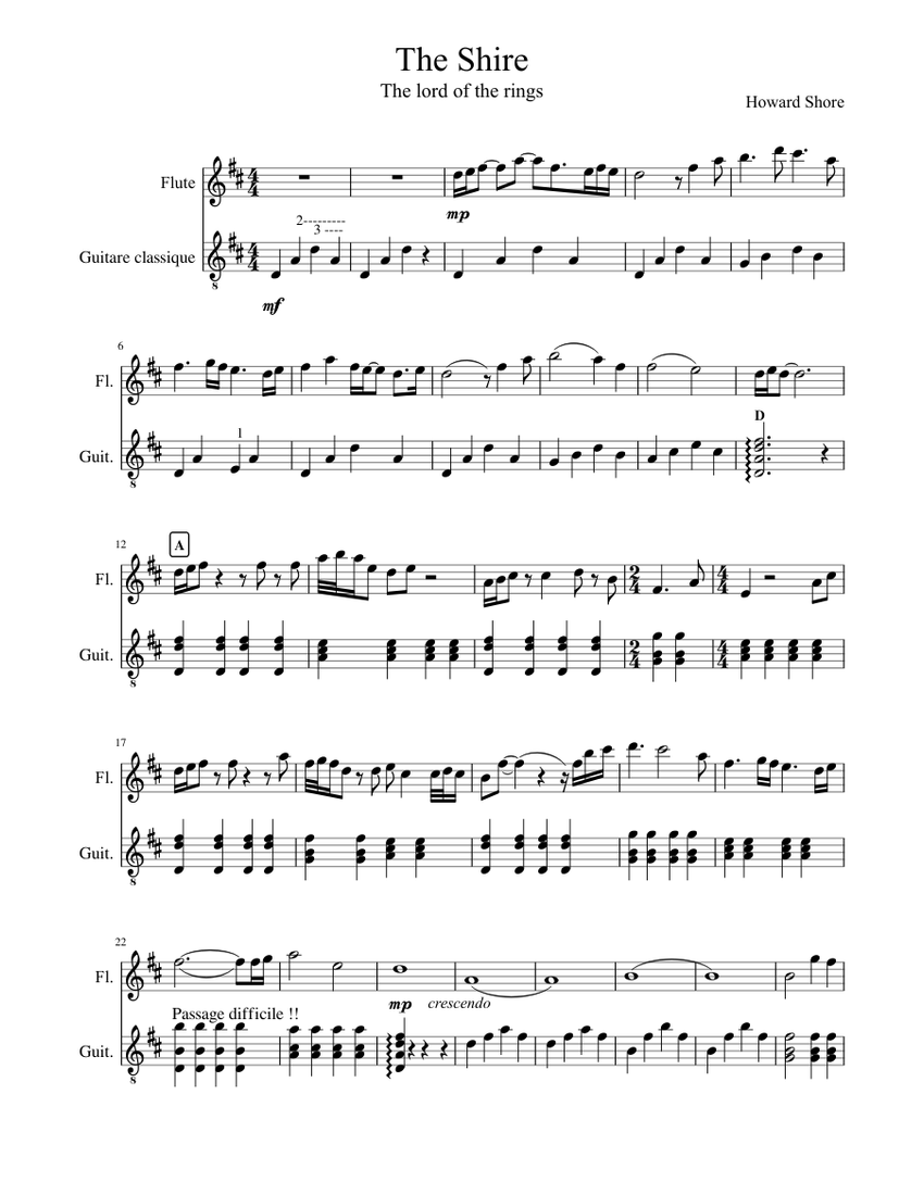 The Shire (lord of the rings) Sheet music for Flute (Solo) | Musescore.com