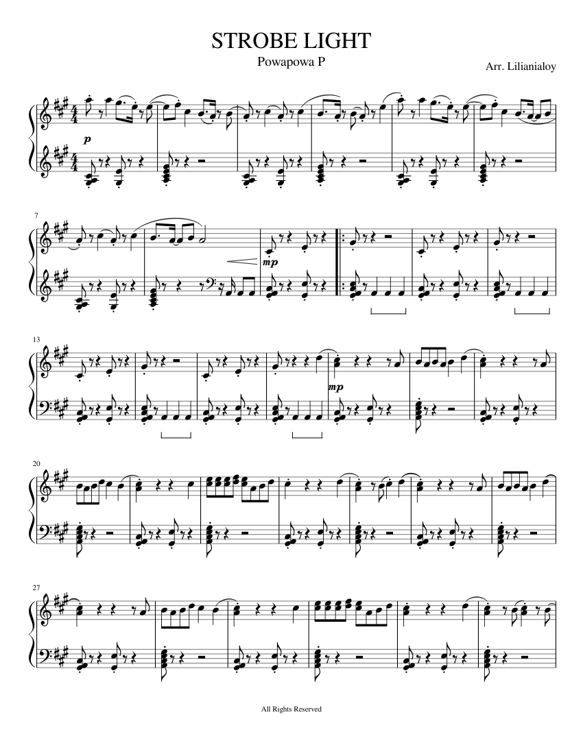STROBE LIGHT vocaloid (easy) Sheet music for Piano (Solo)