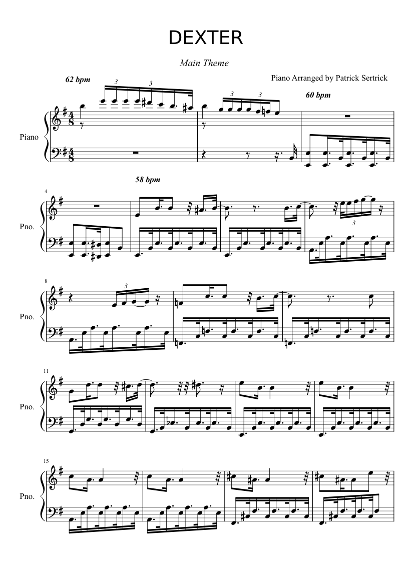 DEXTER (Main Theme) Sheet music for Piano (Solo) | Musescore.com
