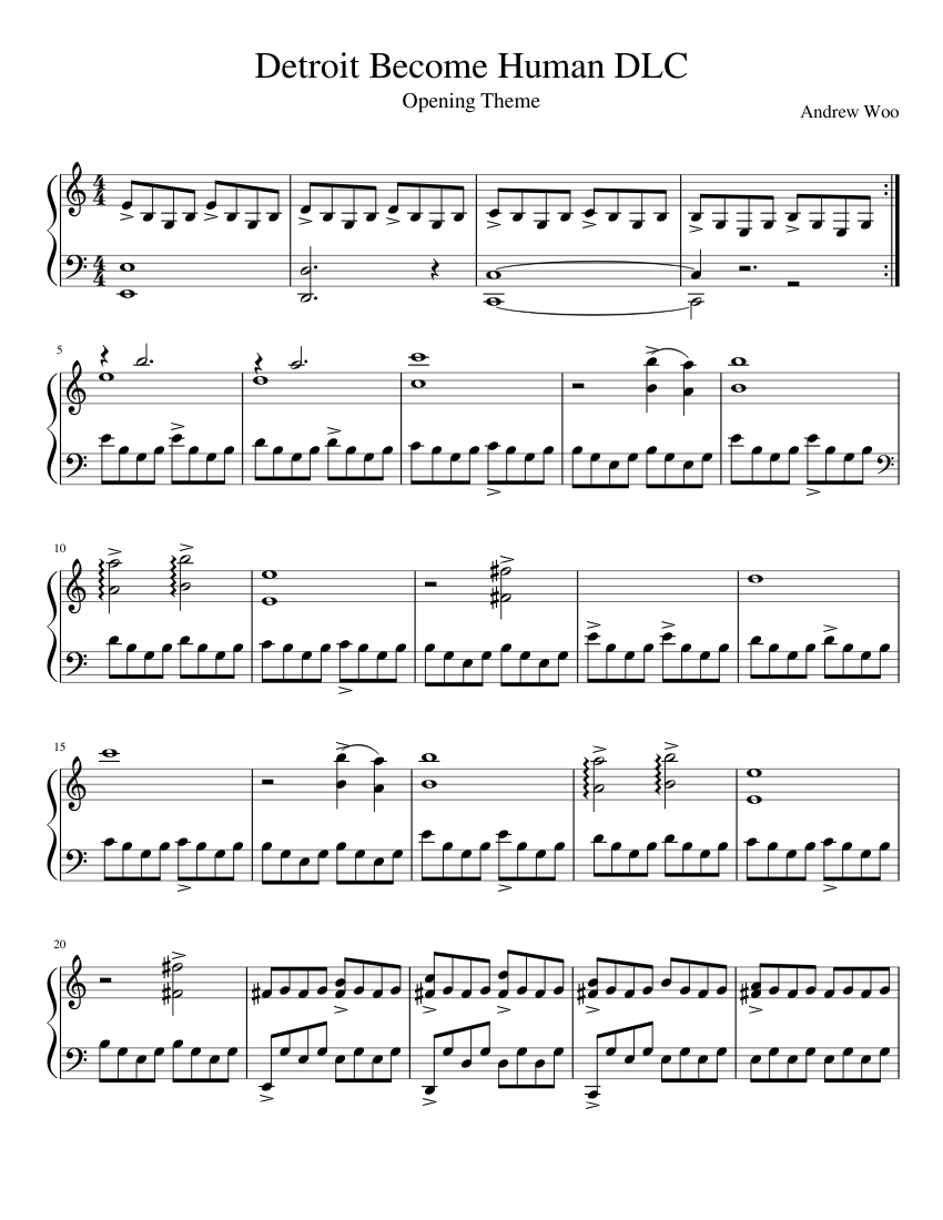 Detroit Become Human Opening Theme Sheet music for Piano (Solo) |  Musescore.com