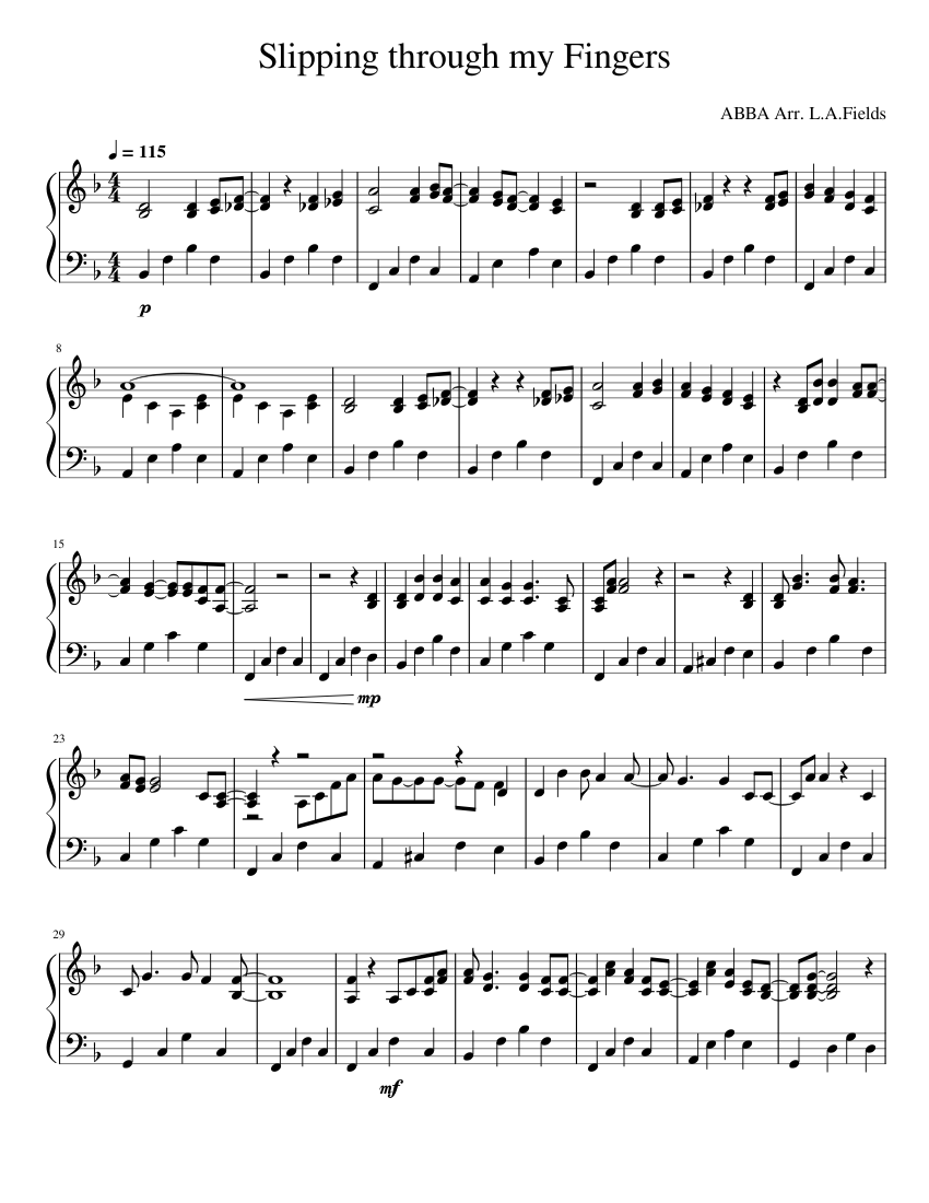 Slipping through my fingers – ABBA Sheet music for Harp (Solo) |  Musescore.com