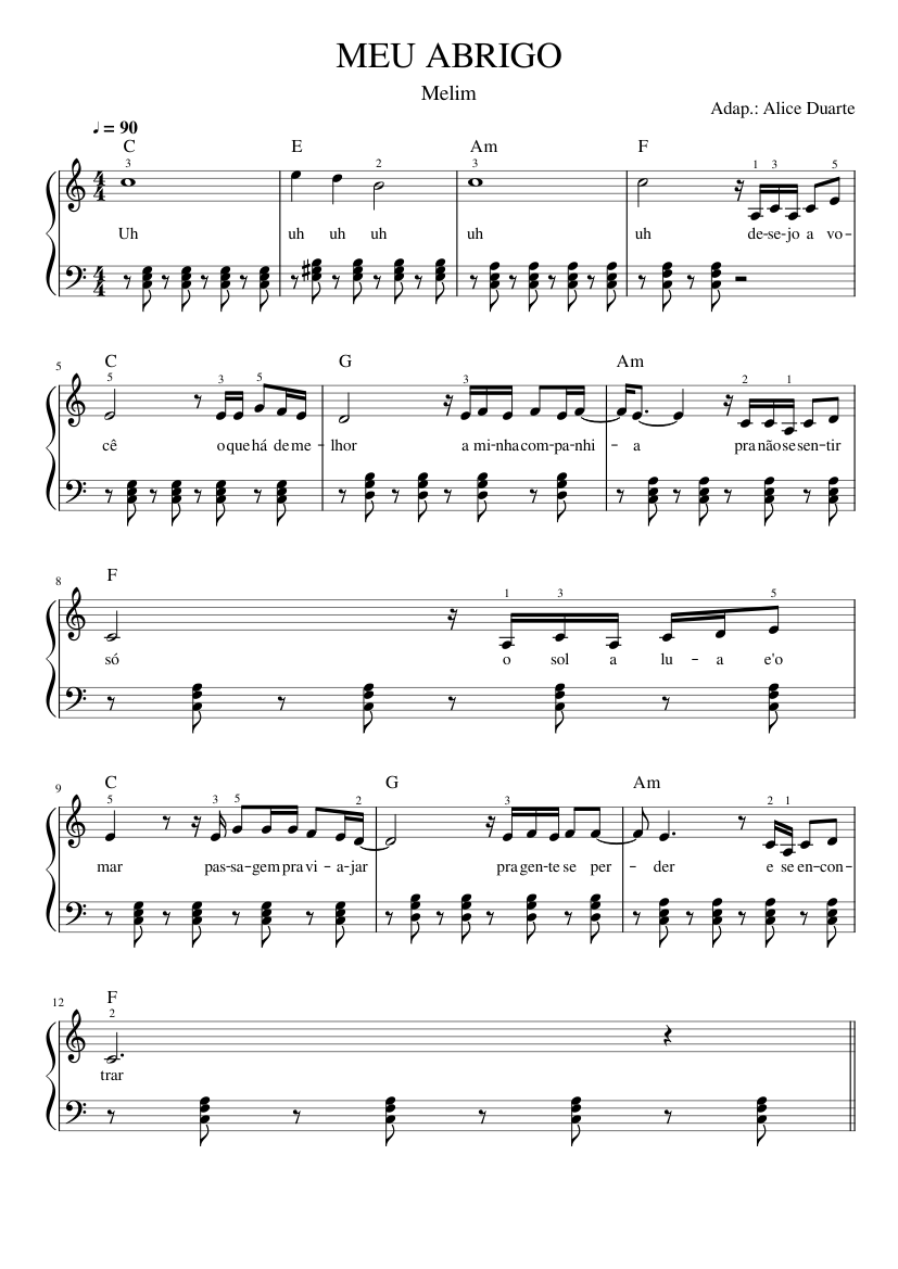 Meu abrigo Sheet music for Piano (Solo) | Musescore.com