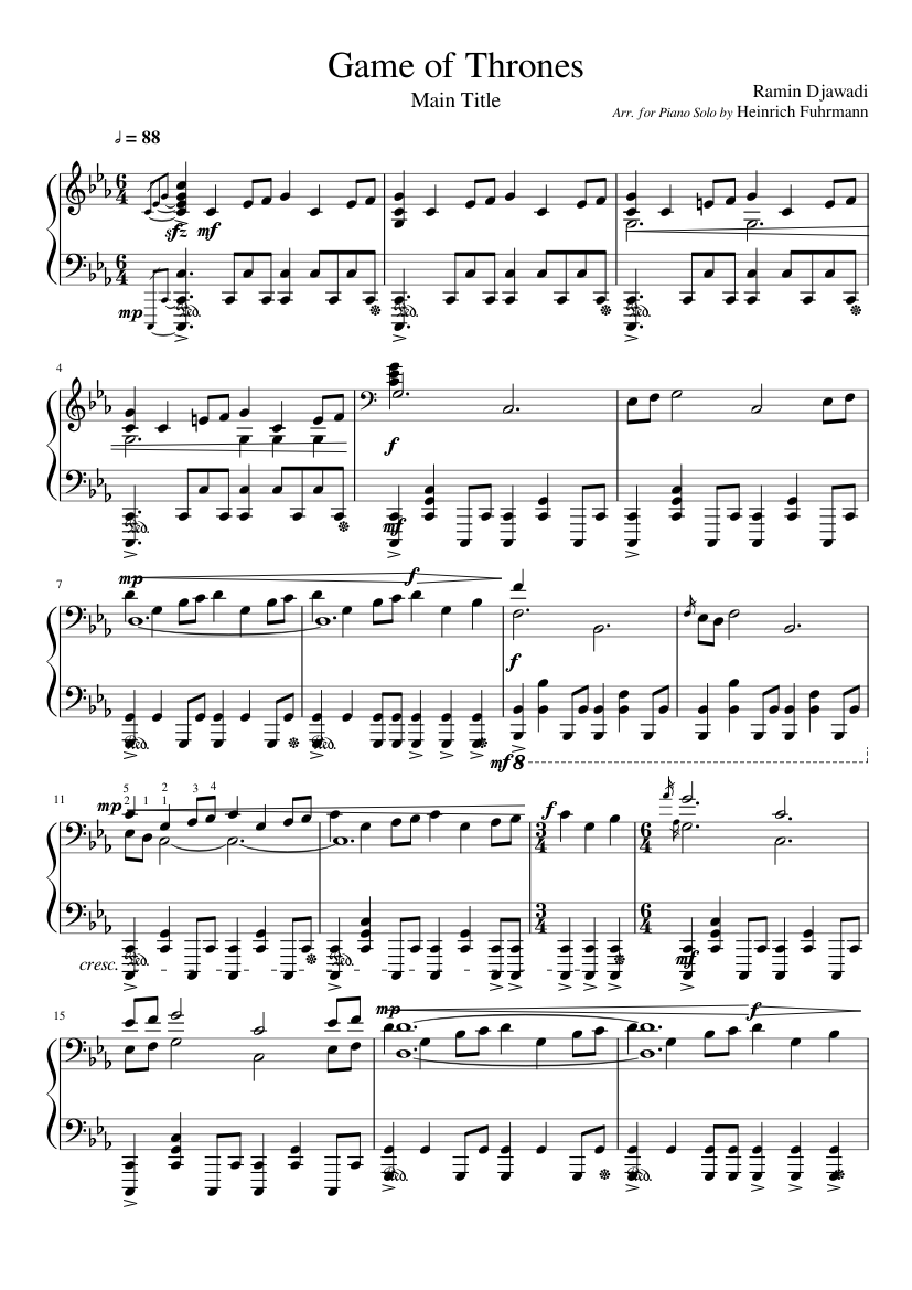 Game of Thrones Main Piano Sheet music for Piano (Solo) | Musescore.com