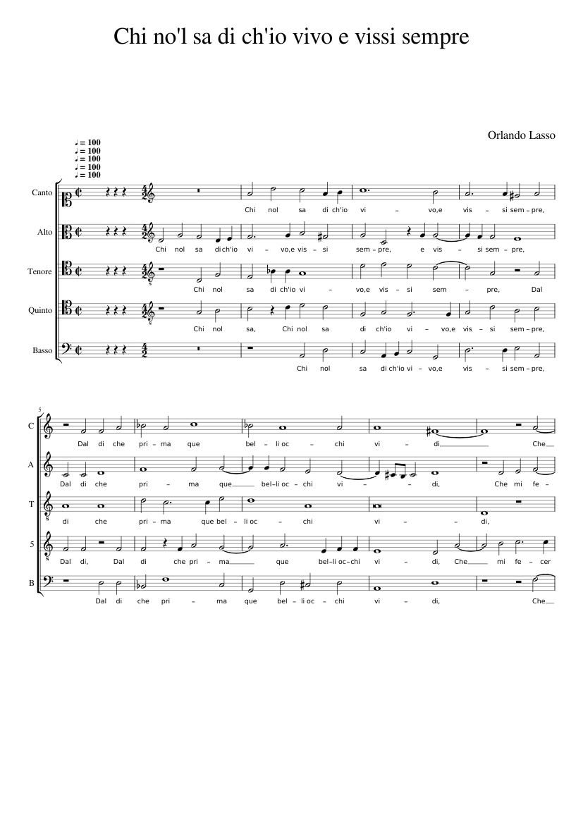 Chi no'l sa di ch'io vivo e vissi sempre