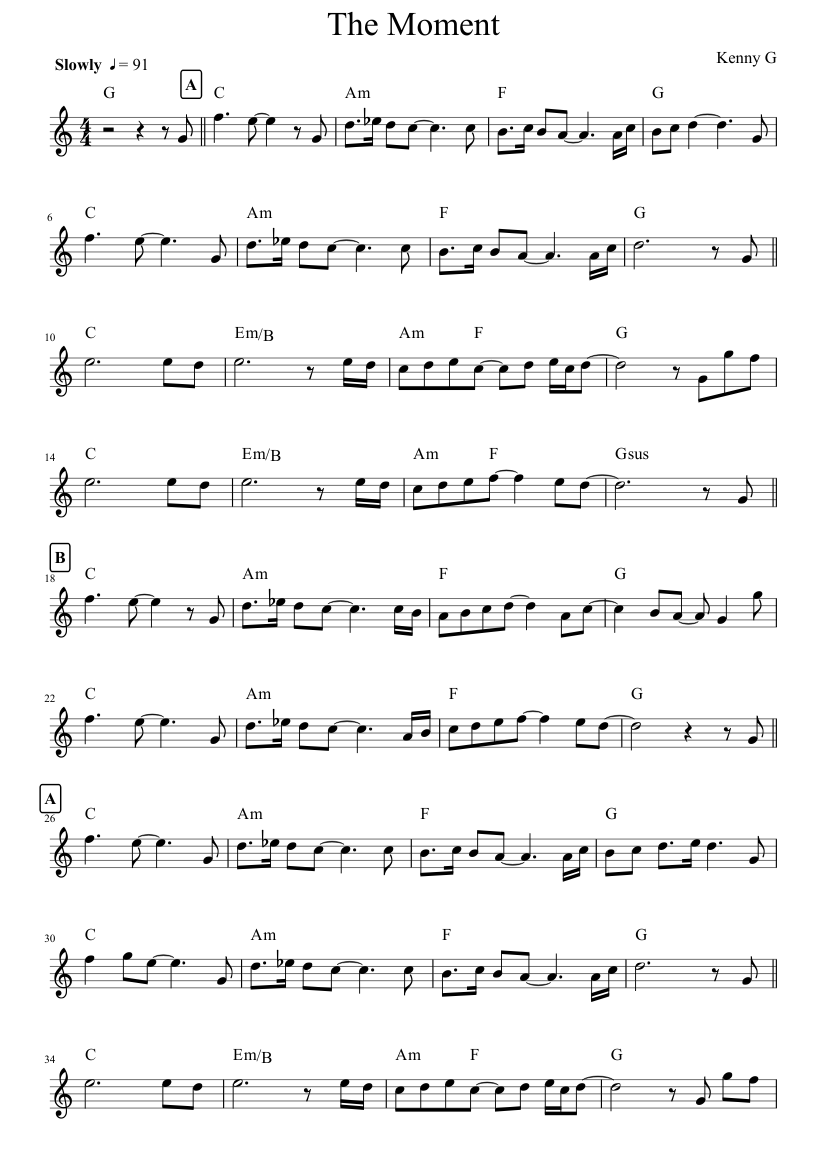 The Moment_Kenny G Sheet music for Piano (Solo) | Musescore.com