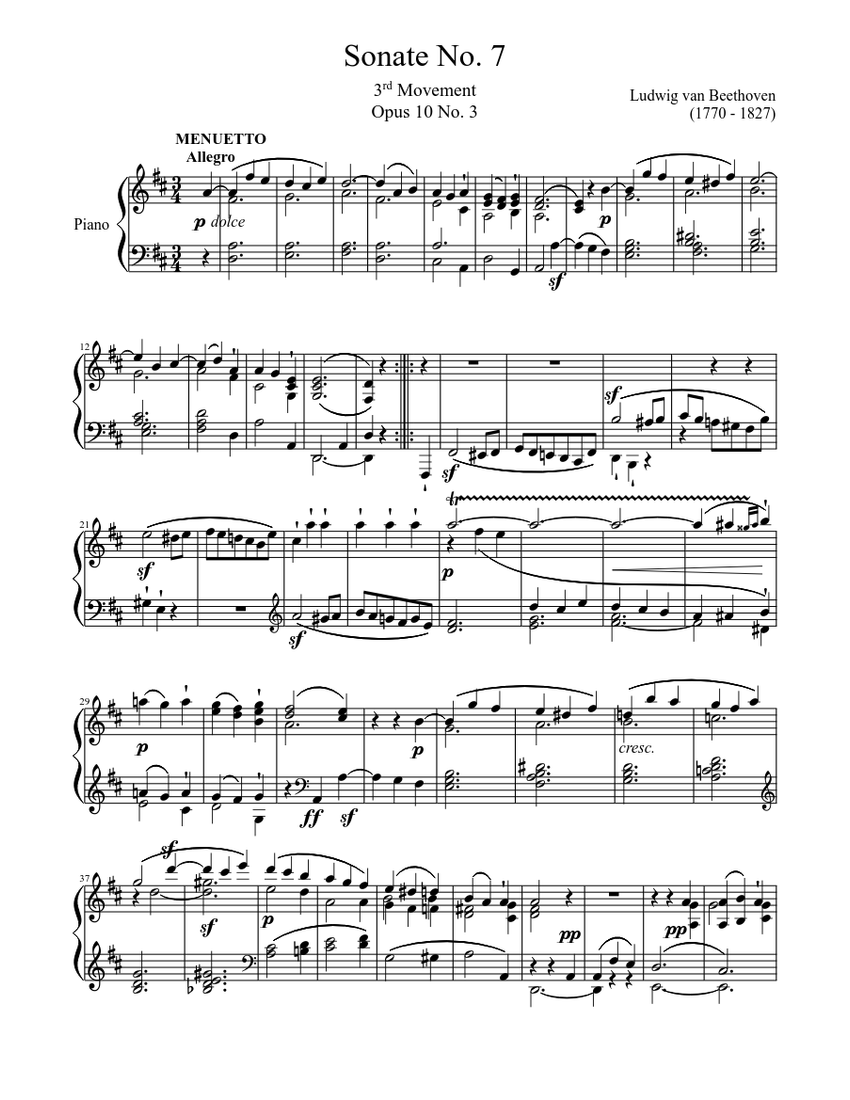 Sonate No. 7, 3rd Movement Sheet music for Piano (Solo) | Musescore.com