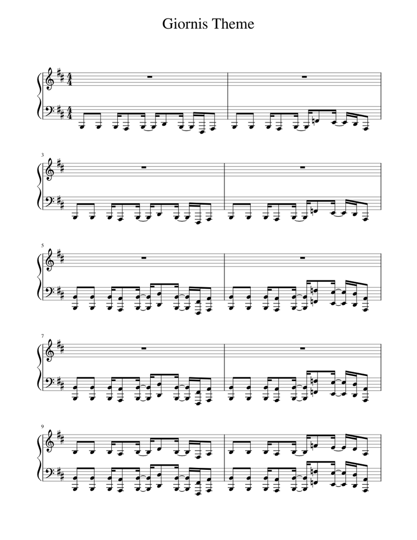 Giornos Theme Sheet music for Piano (Solo) | Musescore.com