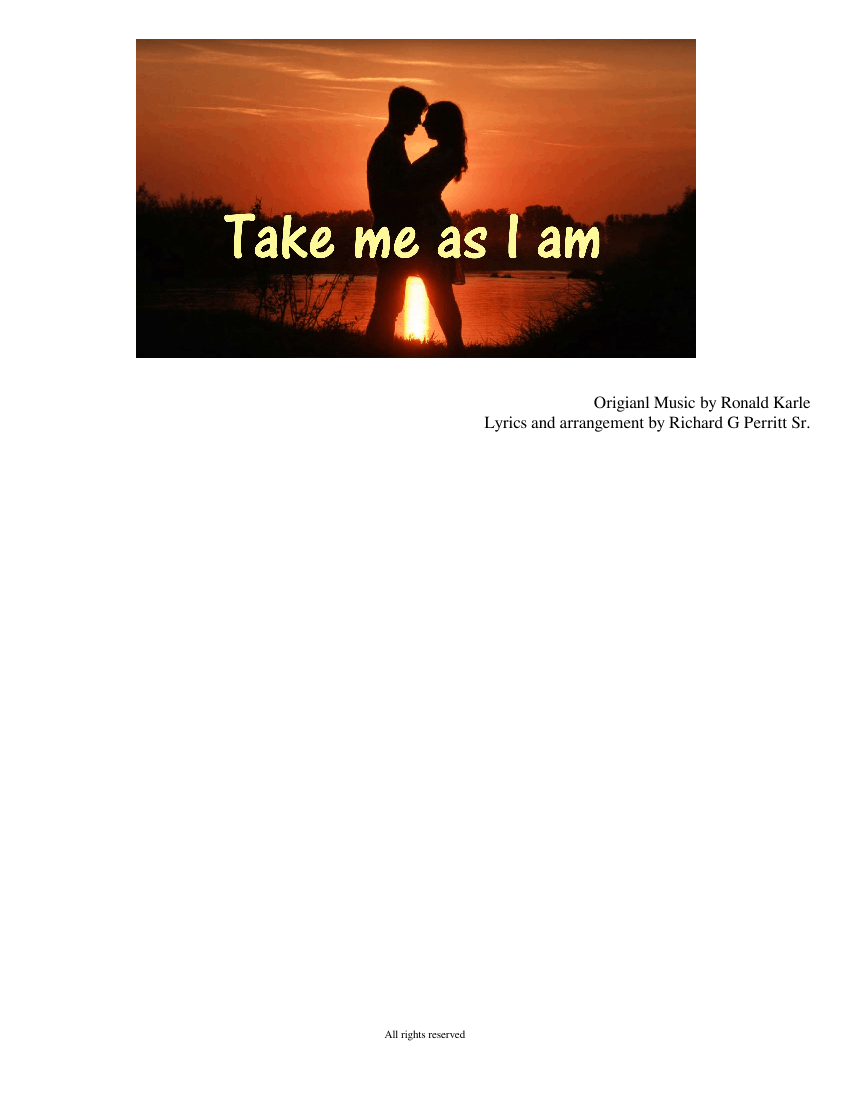 Take Me As I Am With Lyrics Sheet Music For Piano Vocals Flute Take me as i am with lyrics sheet music for piano vocals flute