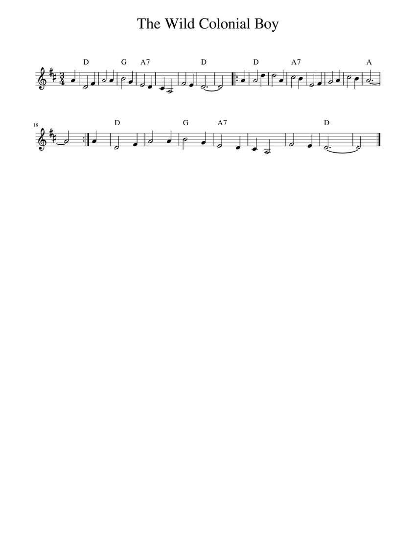 The Wild Colonial Boy Sheet music for Piano (Solo) | Musescore.com