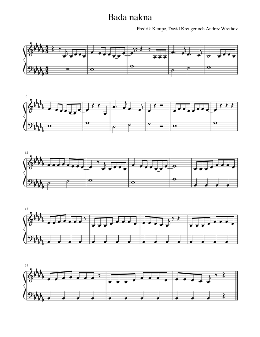 Bada nakna Sheet music for Piano (Solo) | Musescore.com