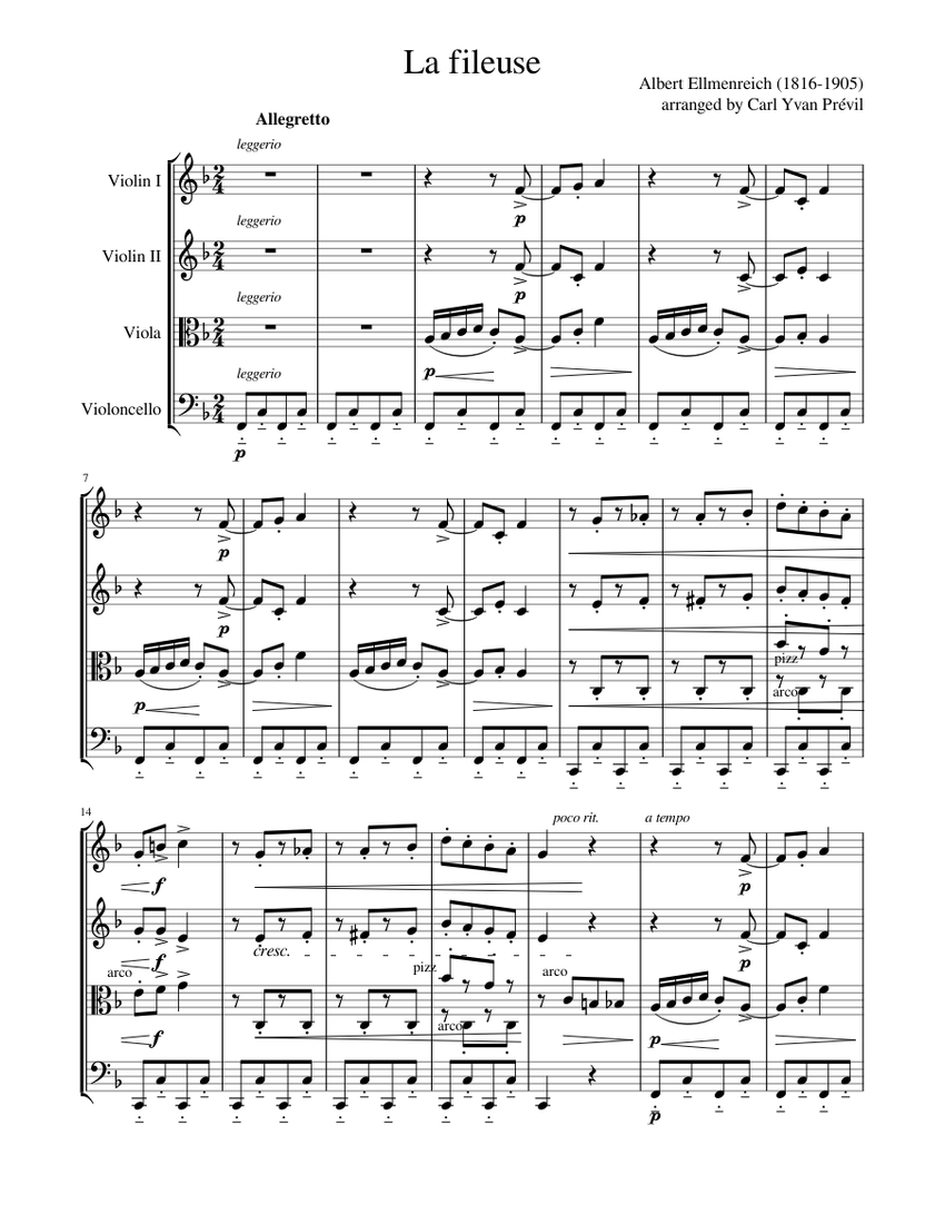Ellmenreich : Spinning Song Sheet music for Violin, Viola, Cello ...