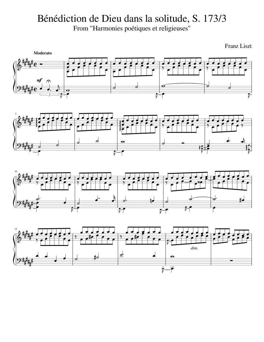 Liszt Bénédiction de Dieu dans la solitude S. 173/3 (piano solo)
