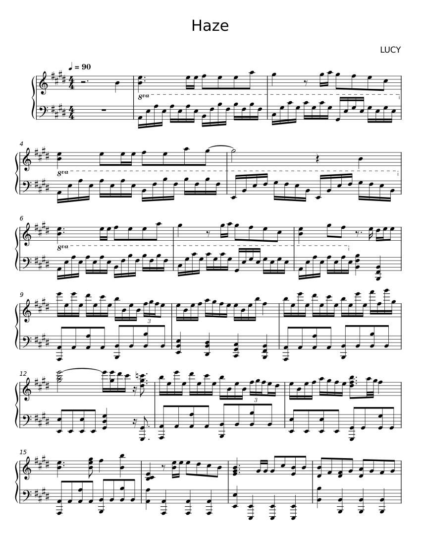 Haze - LUCY 楽譜 ピアノ (ソロ) | MuseScore.com