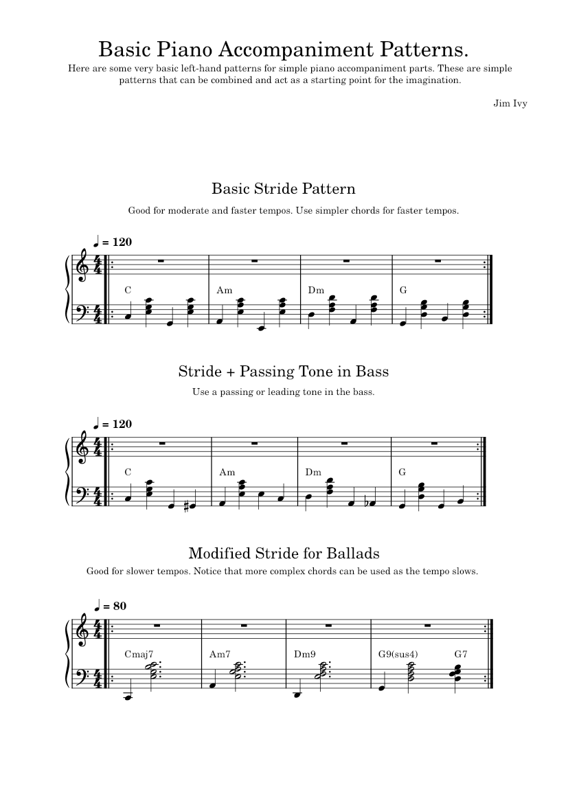 Basic Stride Piano Accompaniment Patterns - piano tutorial