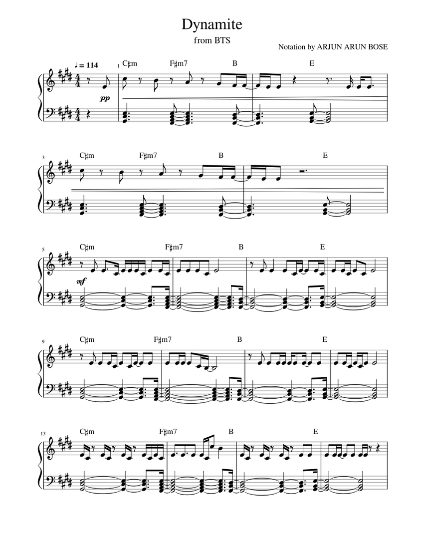 Dynamite Sheet music for Piano (Solo) | Musescore.com