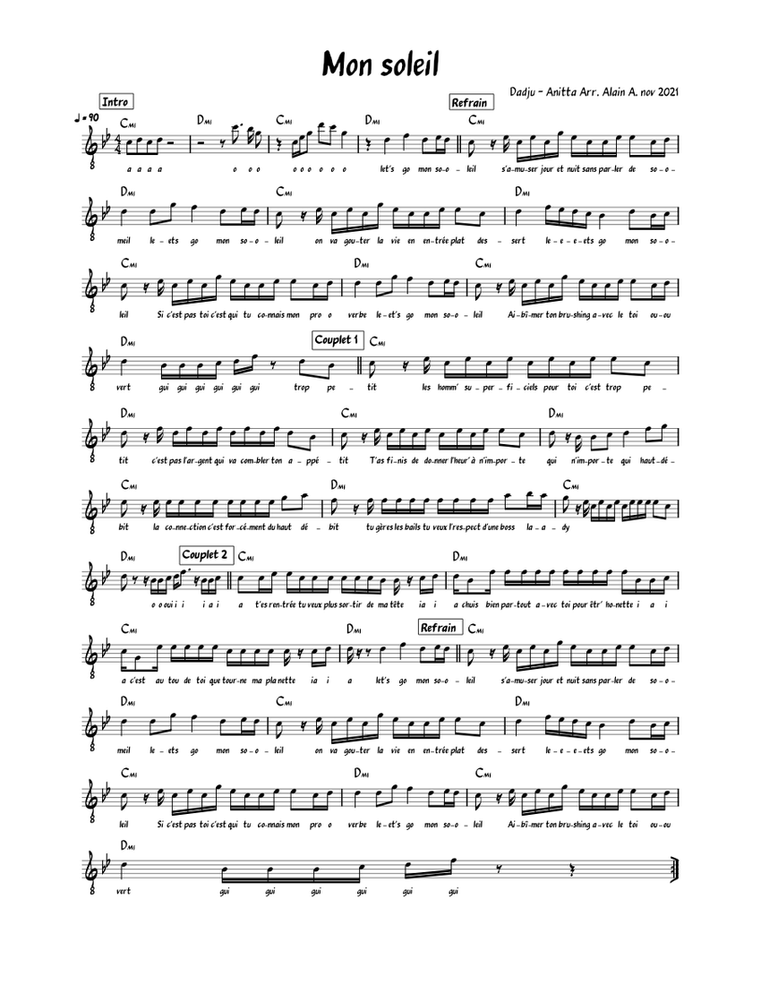 Mon soleil – Dadju Sheet music for Piano (Solo) | Musescore.com