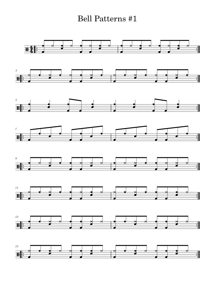 Bell_Patterns_#1 Sheet music for Drum group (Solo) | Musescore.com