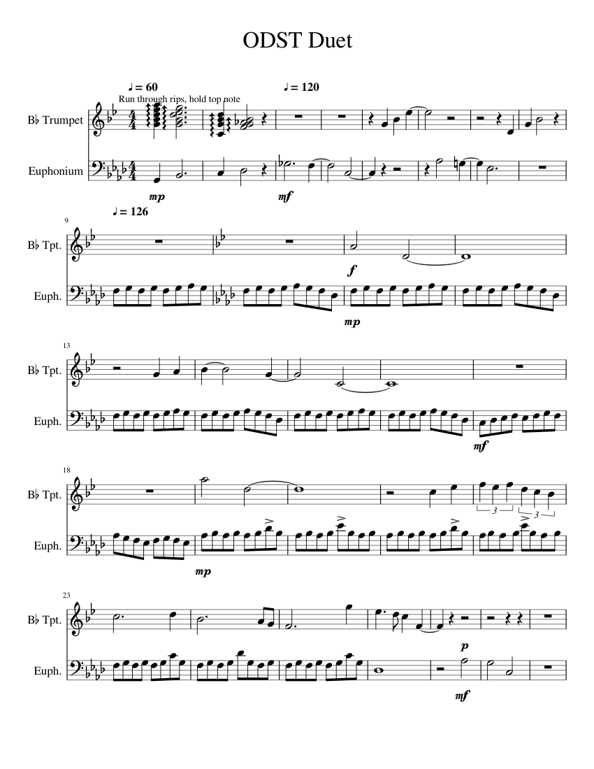 Odst Duet Sheet Music For Trumpet In B Flat Euphonium Brass Duet Musescore Com