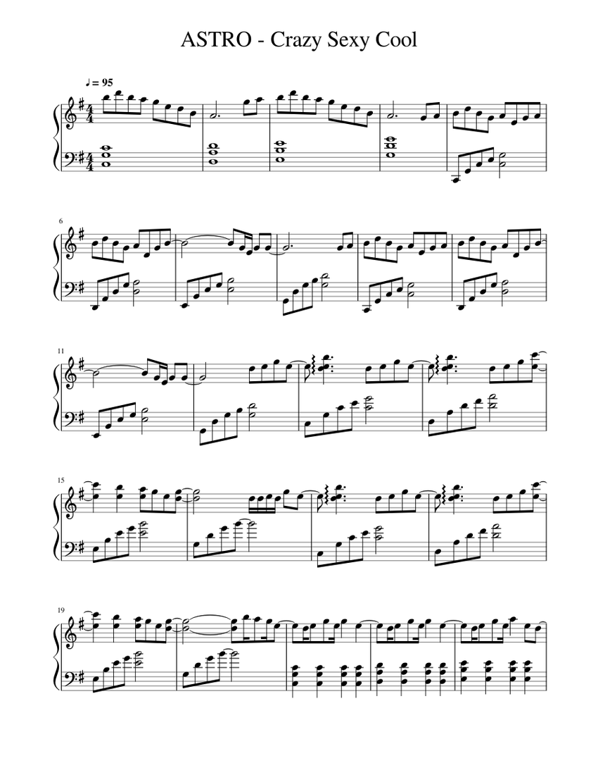 ASTRO (아스트로) – Crazy Sexy Cool(니가 불어와) Sheet music for Piano (Solo) |  Musescore.com