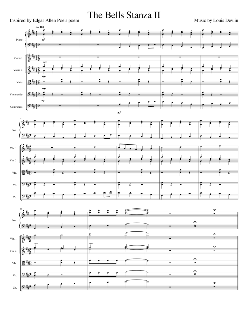 The Bells Stanza II by Edgar Allen Poe Sheet music for Piano