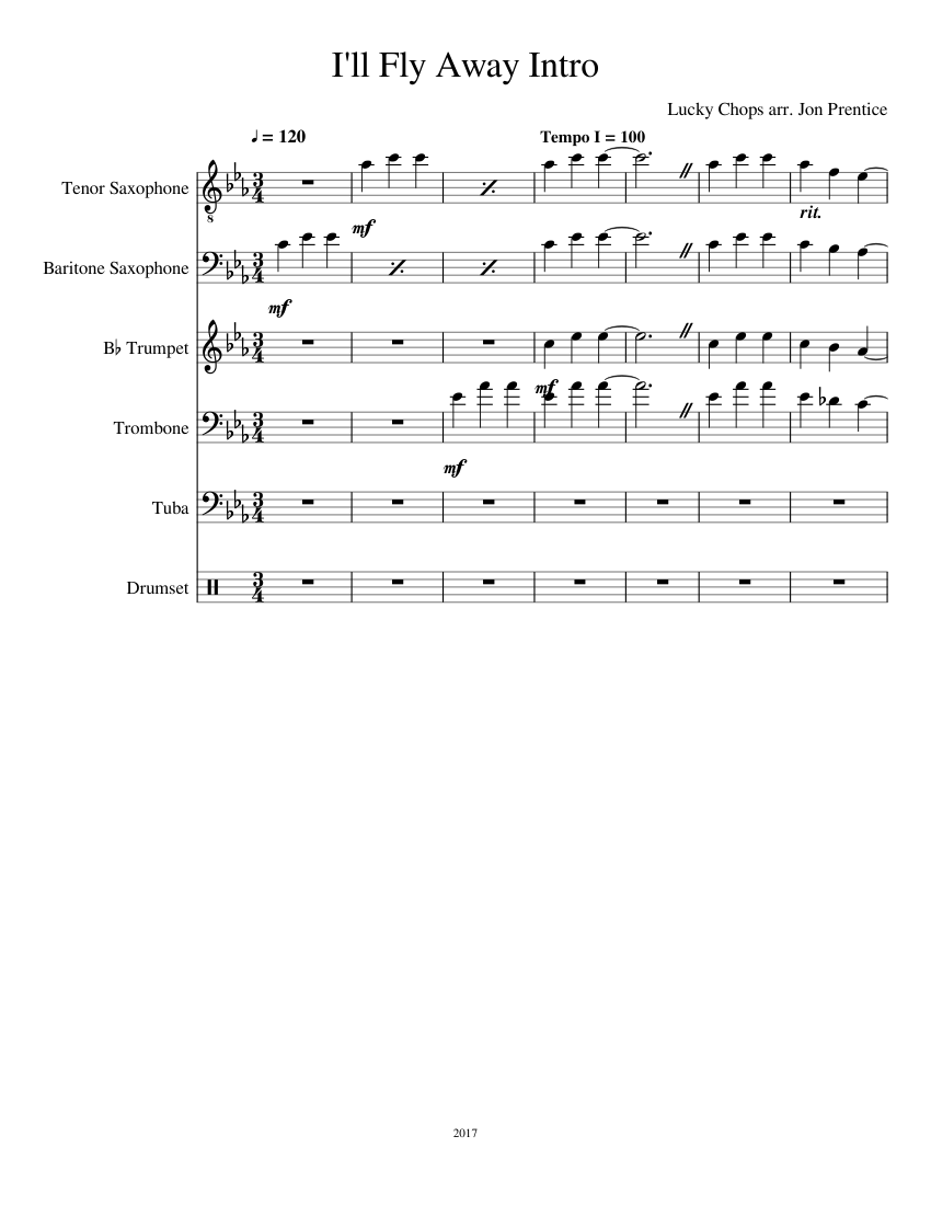 Lucky Chops I'll Fly Away Intro Sheet music for Trombone, Tuba