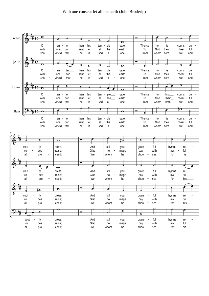 With one consent let all the earth