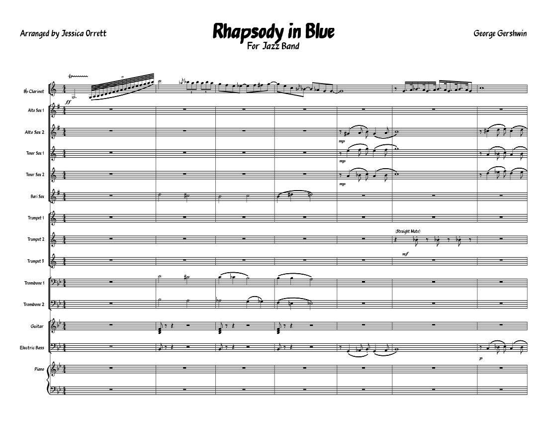 Rhapsody in Blue- Jazz Band Sheet music for Piano, Trombone, Guitar,  Clarinet other & more instruments (Mixed Ensemble) | Musescore.com