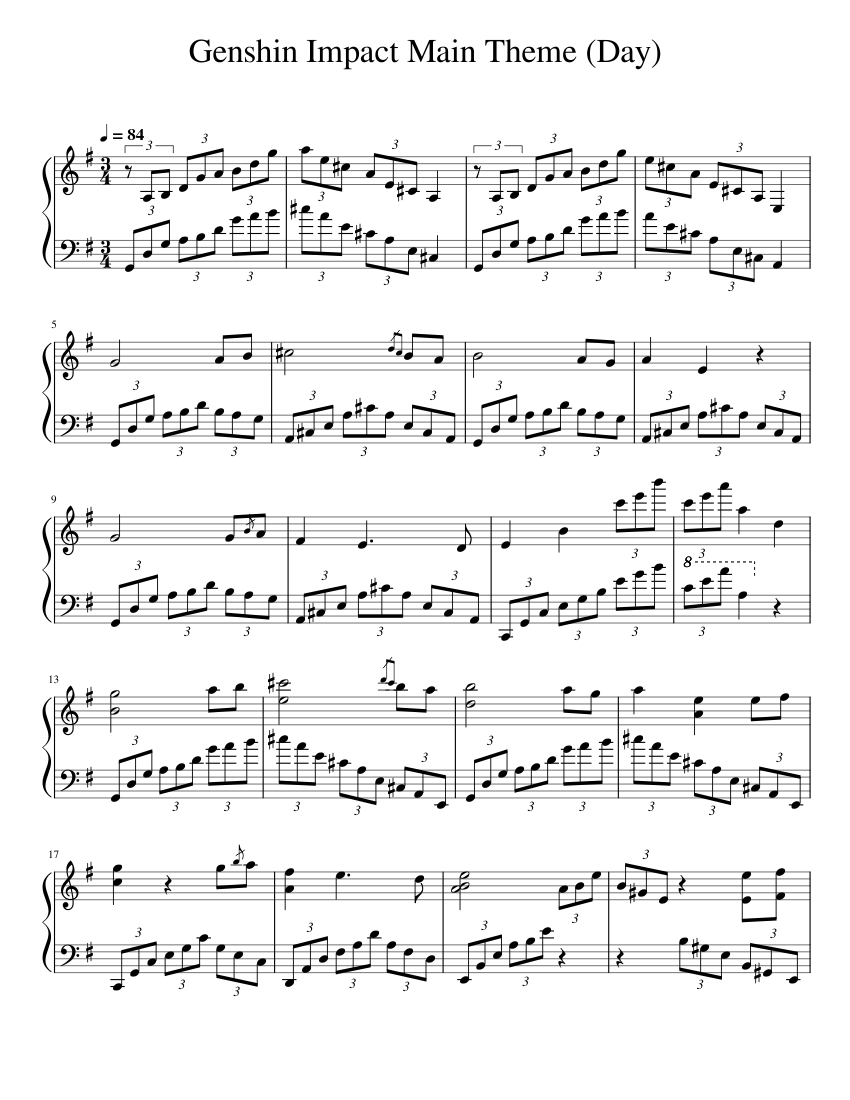 Genshin Impact Main Theme (Day) - piano tutorial