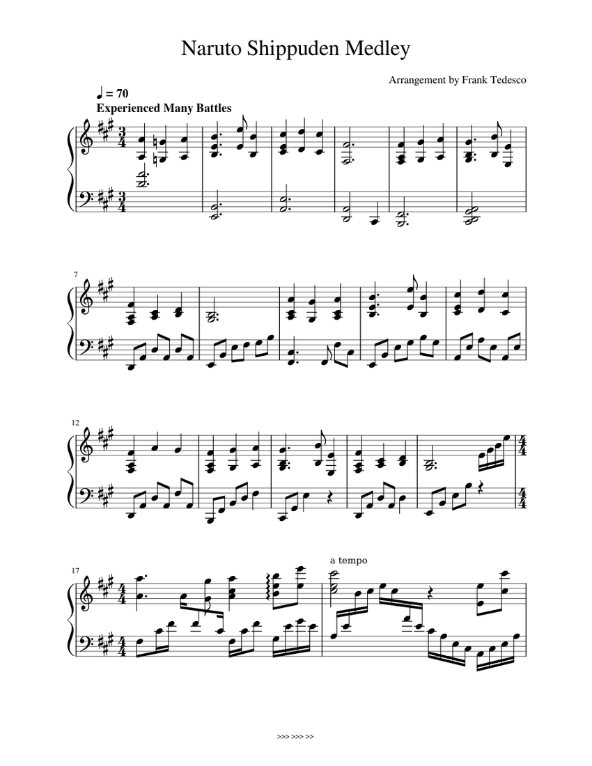 Naruto Shippuden Medley Piano Sheet music for Piano (Solo) | Musescore.com