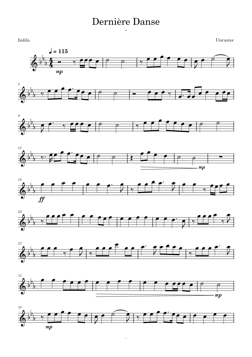 Derniere danse Indila Sheet music for Violin (String Ensemble)