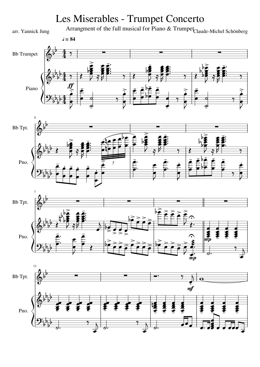 Les Miserables Full Musical For Trumpet And Piano Wip Sheet Music For Piano Trumpet In B Flat Solo Musescore Com