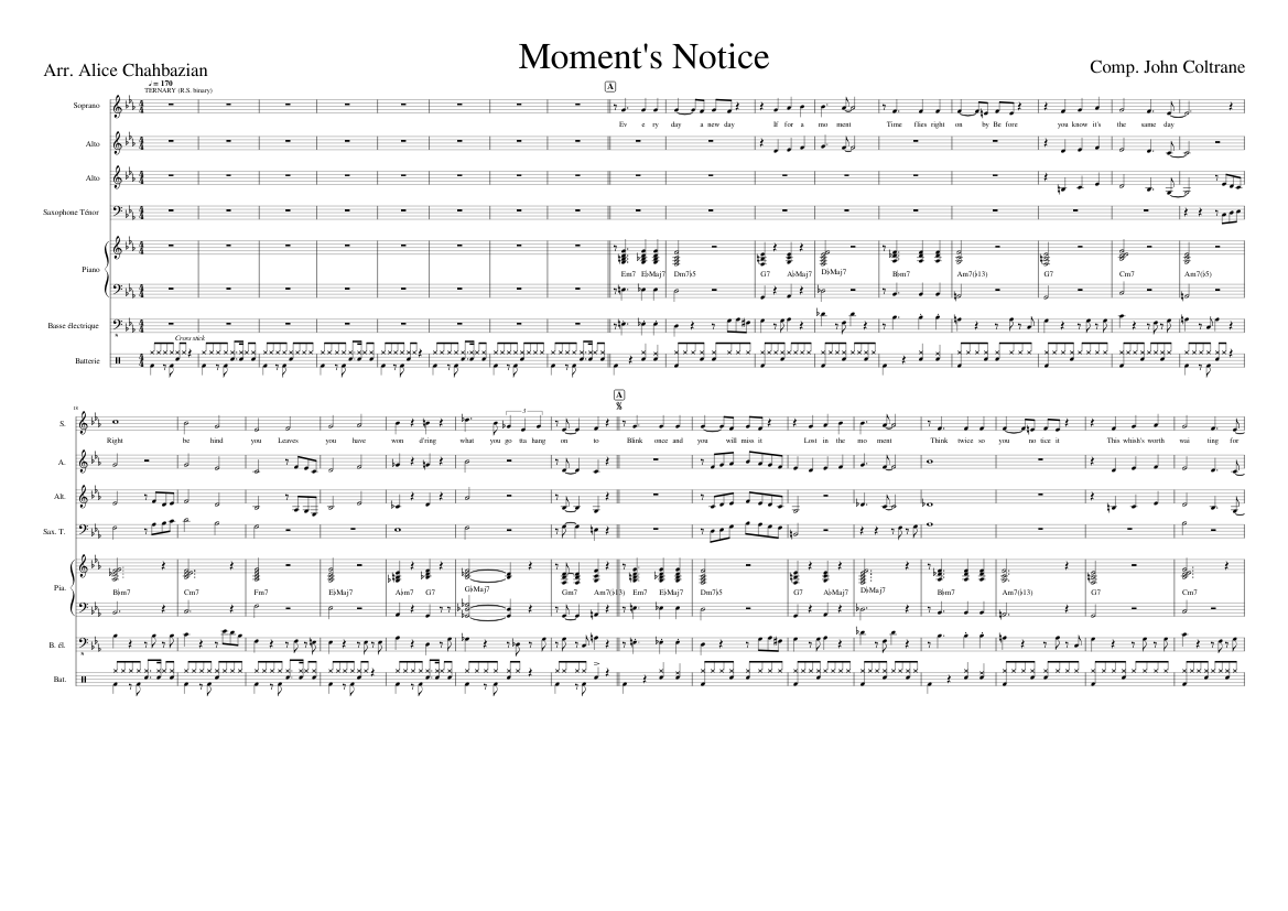 Moment Notice.pdf Moments Notice Sheet Music with Chords for Piano, Soprano, Alto ...