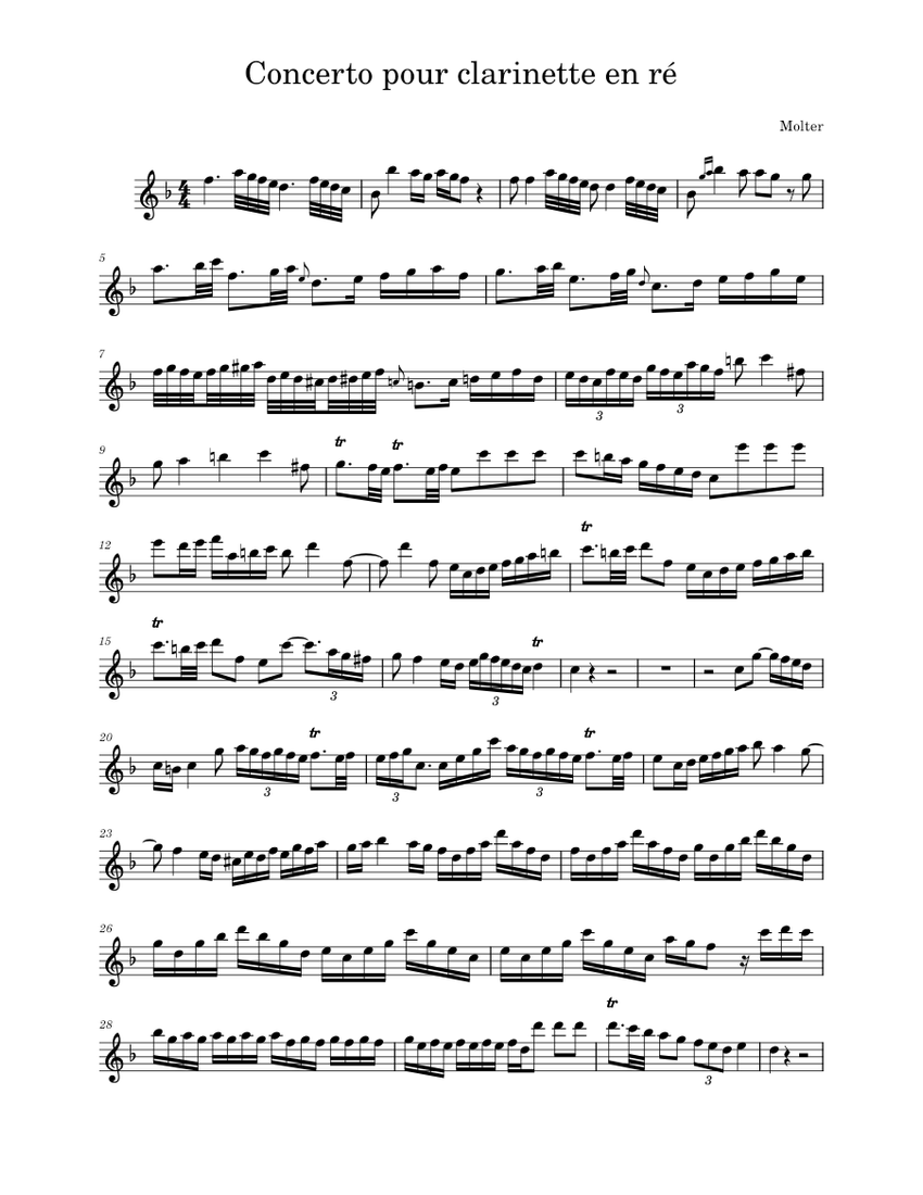 Concerto n°1 pour Johann Melchior Molter Sheet music for