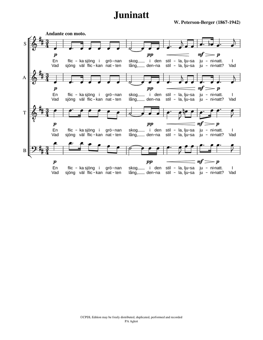 Juninatt Wilhelm Peterson Berger Sheet Music For Vocals Choral juninatt-wilhelm-peterson-berger-sheet-music-for-vocals-choral